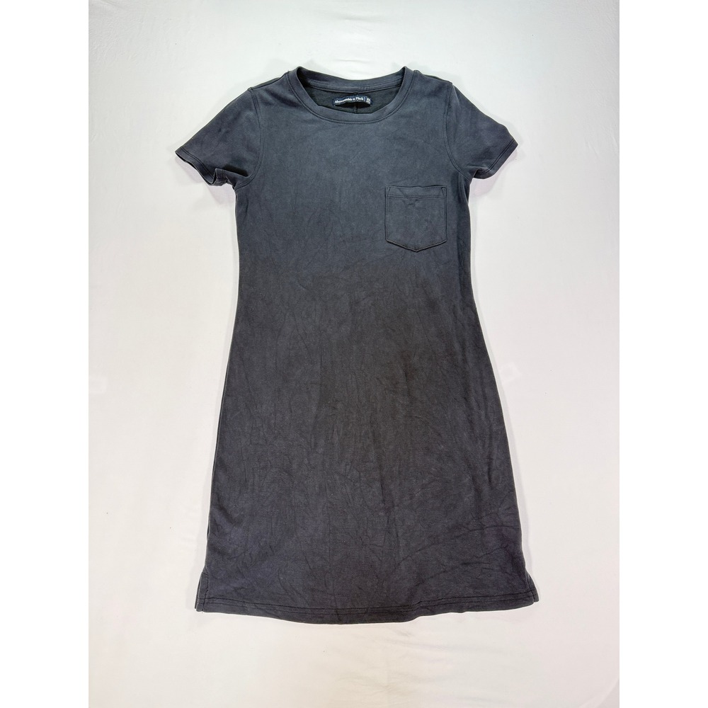 Abercrombie & Fitch T-Shirt Dress Women's XS Black Short Sleeve Pocket Knit Mini